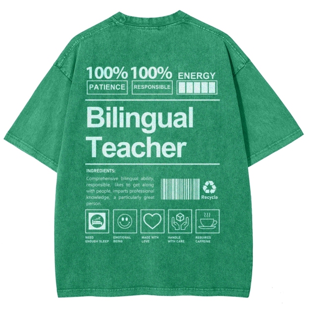 Bilingual Teacher Unisex Fit Washed T-Shirt Customscool