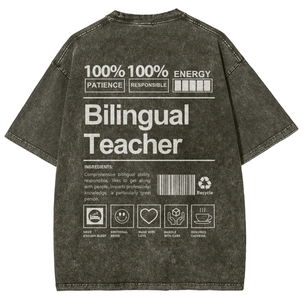Bilingual Teacher Unisex Fit Washed T-Shirt Customscool