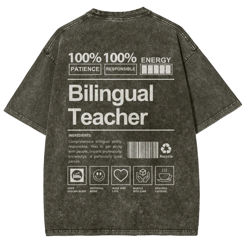 Bilingual Teacher Unisex Fit Washed T-Shirt Customscool