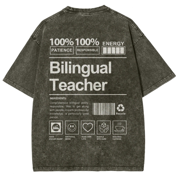 Bilingual Teacher Unisex Fit Washed T-Shirt Customscool