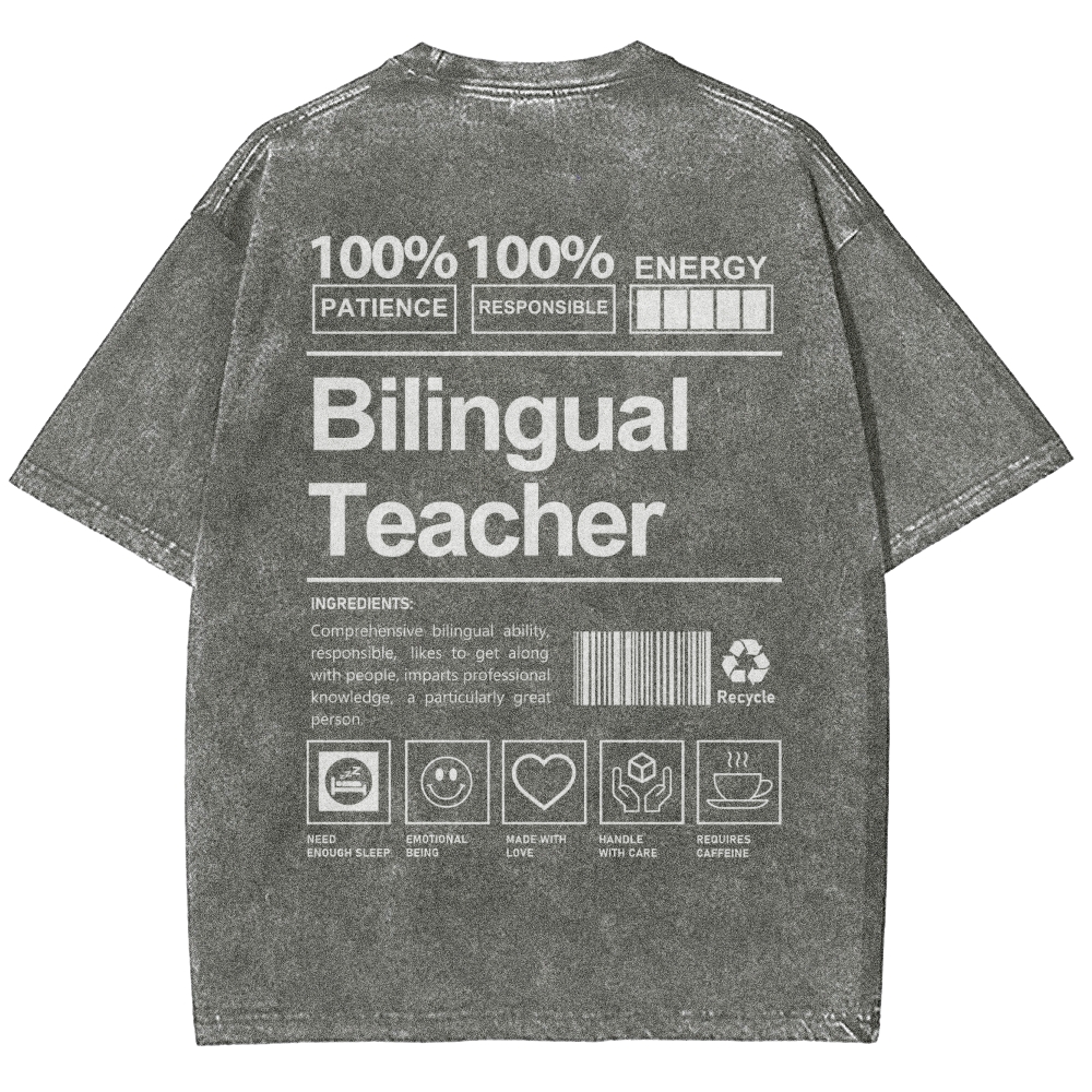 Bilingual Teacher Unisex Fit Washed T-Shirt Customscool