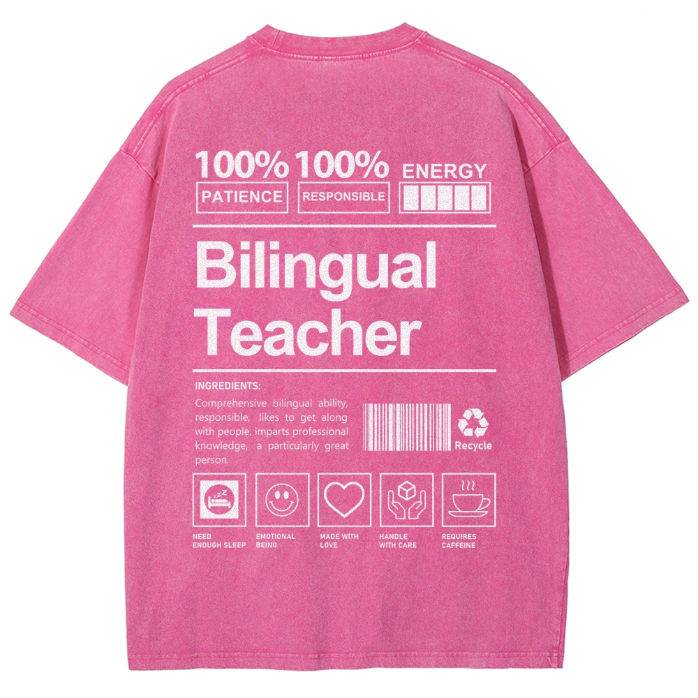 Bilingual Teacher Unisex Fit Washed T-Shirt Customscool