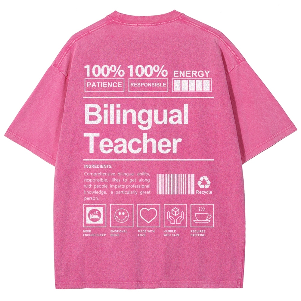 Bilingual Teacher Unisex Fit Washed T-Shirt Customscool