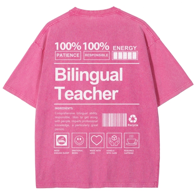 Bilingual Teacher Unisex Fit Washed T-Shirt Customscool
