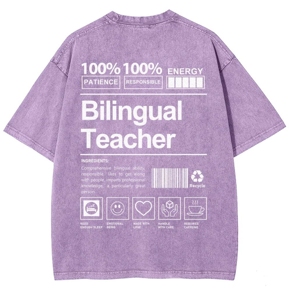 Bilingual Teacher Unisex Fit Washed T-Shirt Customscool