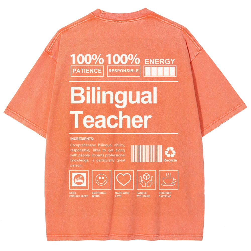 Bilingual Teacher Unisex Fit Washed T-Shirt Customscool