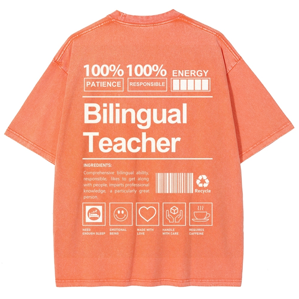 Bilingual Teacher Unisex Fit Washed T-Shirt Customscool
