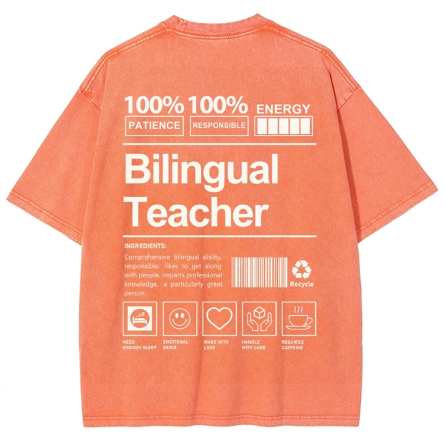 Bilingual Teacher Unisex Fit Washed T-Shirt Customscool