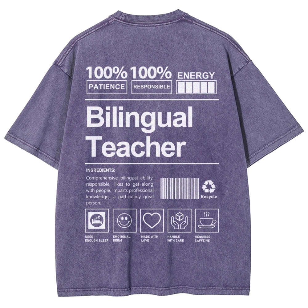 Bilingual Teacher Unisex Fit Washed T-Shirt Customscool