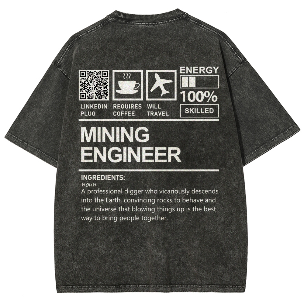 Mining Engineer Addcustom QR Code Unisex Fit Washed T-Shirt