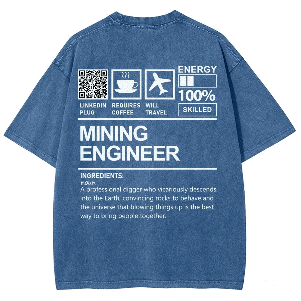 Mining Engineer Addcustom QR Code Unisex Fit Washed T-Shirt
