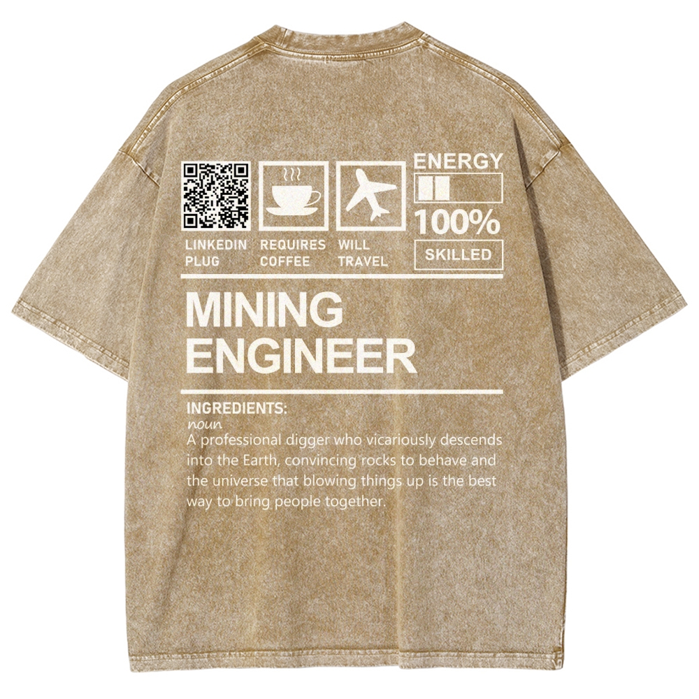 Mining Engineer Addcustom QR Code Unisex Fit Washed T-Shirt