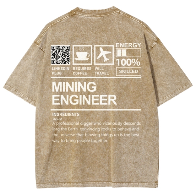 Mining Engineer Addcustom QR Code Unisex Fit Washed T-Shirt