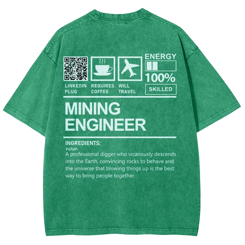 Mining Engineer Addcustom QR Code Unisex Fit Washed T-Shirt