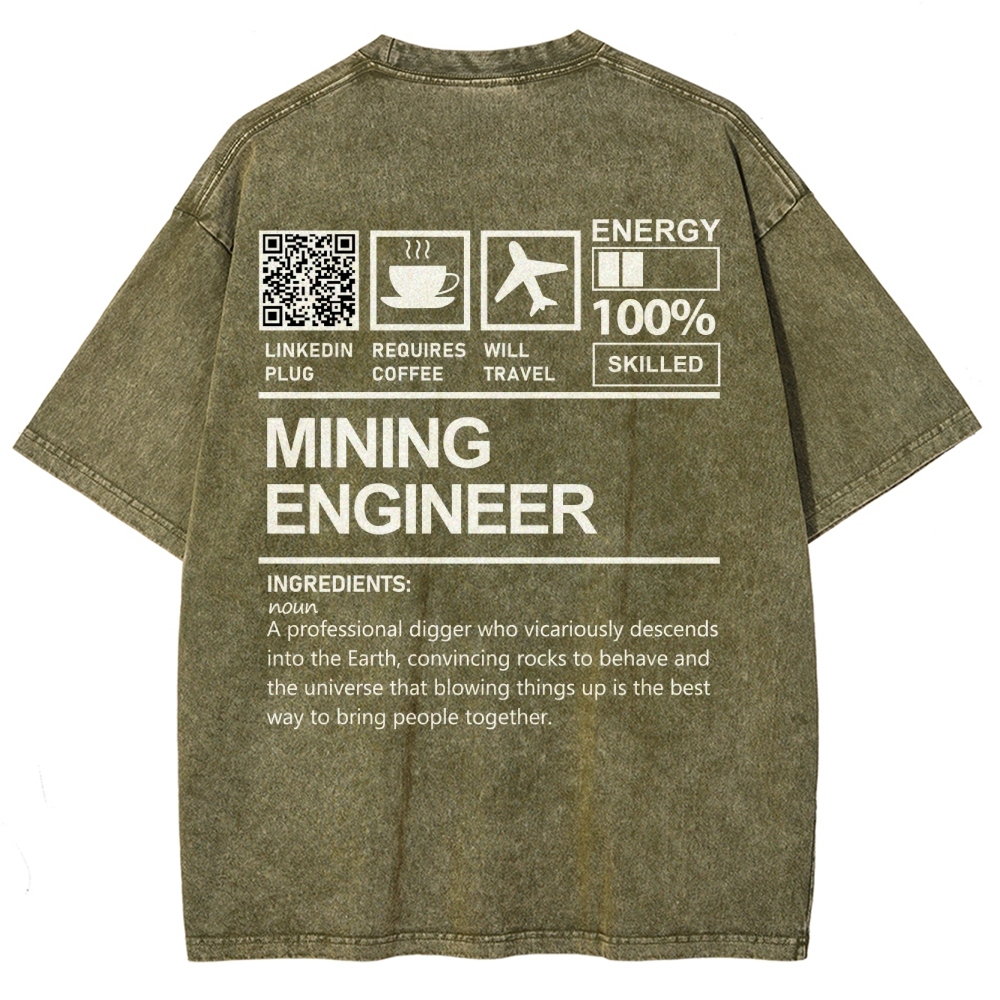 Mining Engineer Addcustom QR Code Unisex Fit Washed T-Shirt
