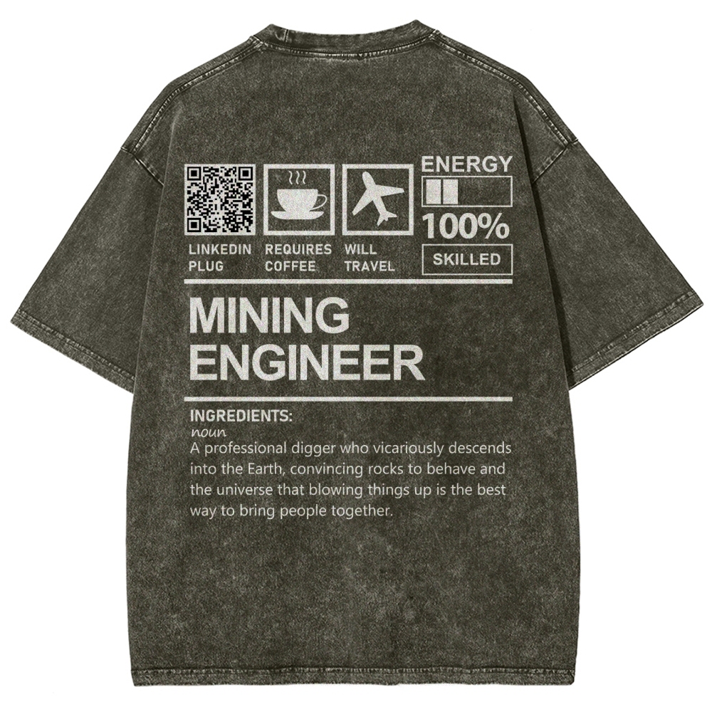 Mining Engineer Addcustom QR Code Unisex Fit Washed T-Shirt
