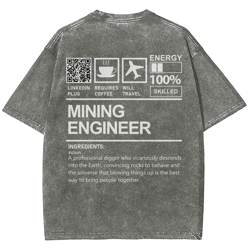 Mining Engineer Addcustom QR Code Unisex Fit Washed T-Shirt