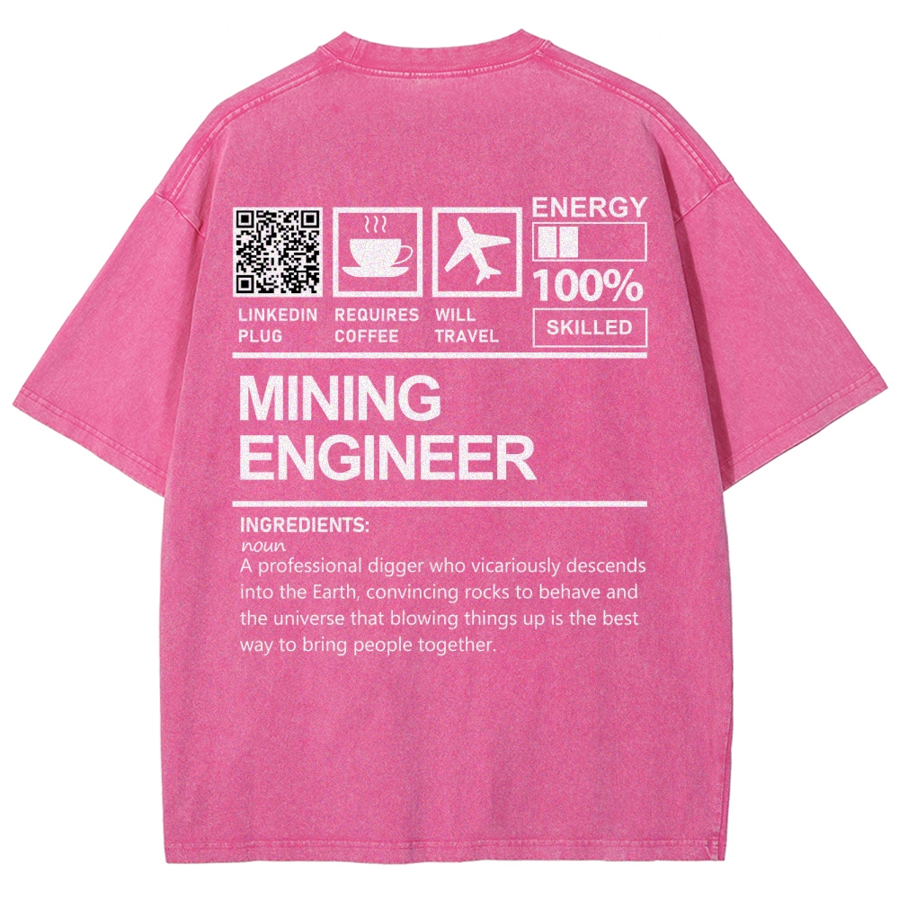 Mining Engineer Addcustom QR Code Unisex Fit Washed T-Shirt