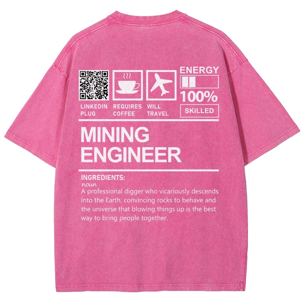 Mining Engineer Addcustom QR Code Unisex Fit Washed T-Shirt