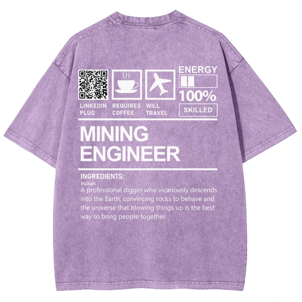 Mining Engineer Addcustom QR Code Unisex Fit Washed T-Shirt