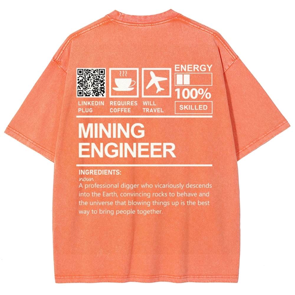 Mining Engineer Addcustom QR Code Unisex Fit Washed T-Shirt