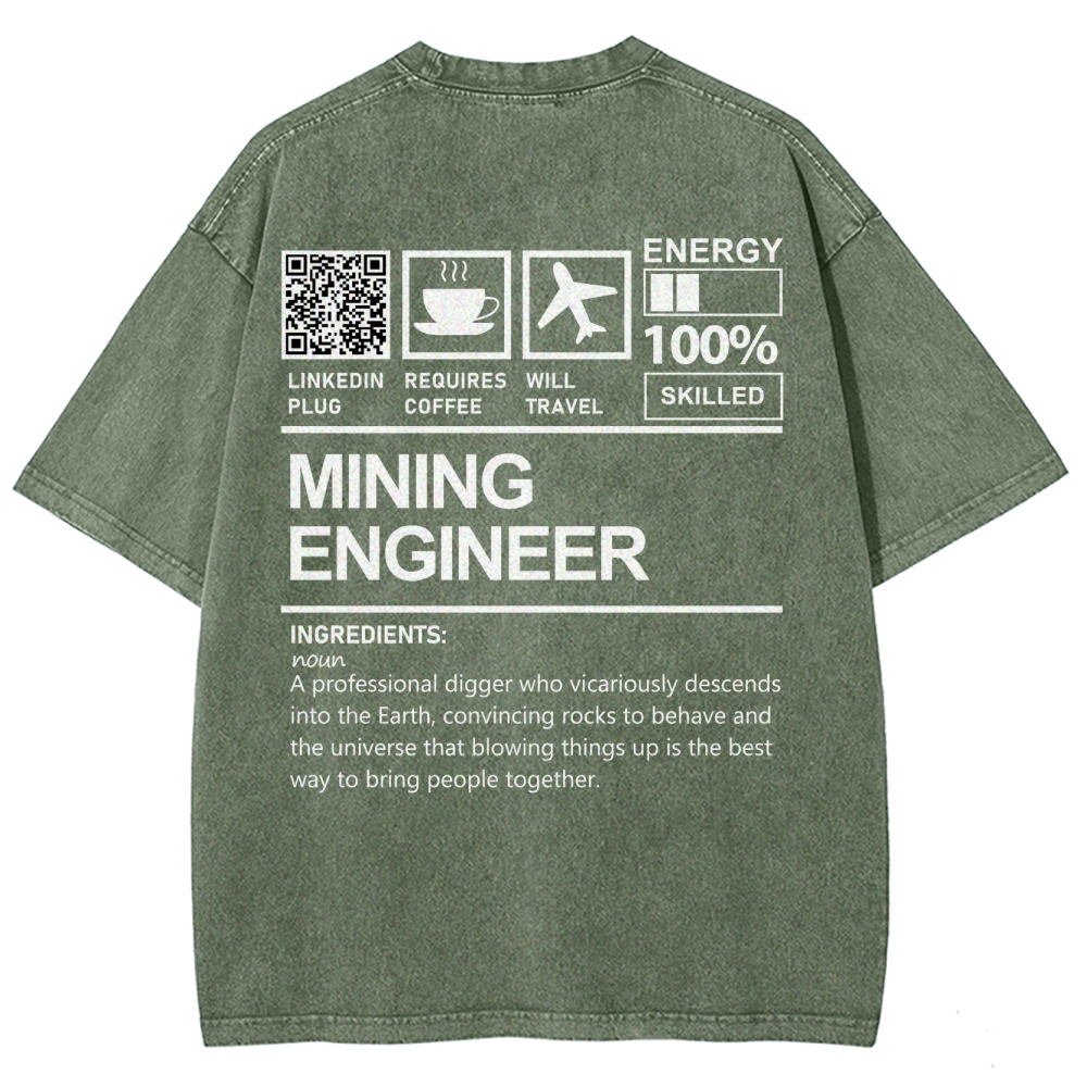 Mining Engineer Addcustom QR Code Unisex Fit Washed T-Shirt
