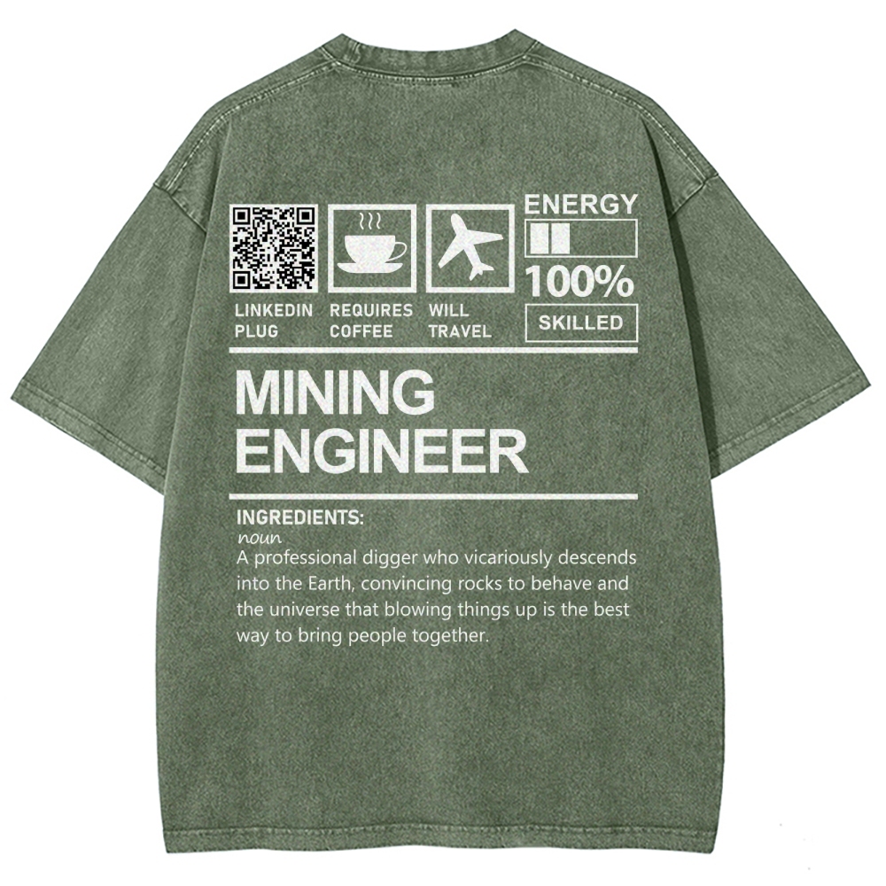 Mining Engineer Addcustom QR Code Unisex Fit Washed T-Shirt