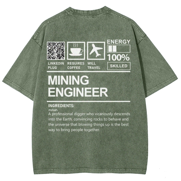 Mining Engineer Addcustom QR Code Unisex Fit Washed T-Shirt