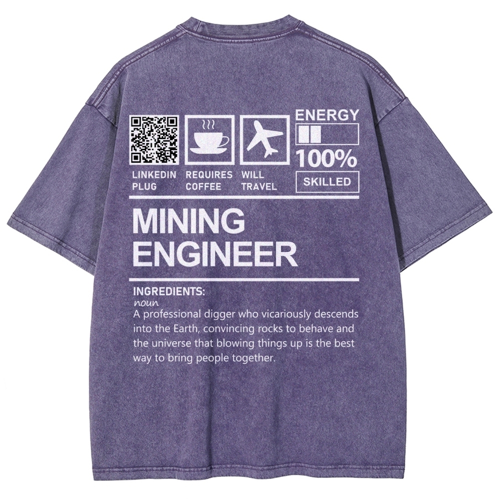 Mining Engineer Addcustom QR Code Unisex Fit Washed T-Shirt