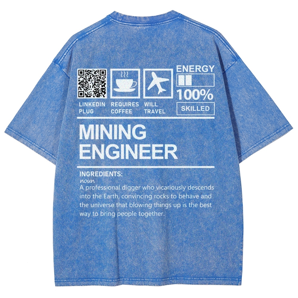 Mining Engineer Addcustom QR Code Unisex Fit Washed T-Shirt