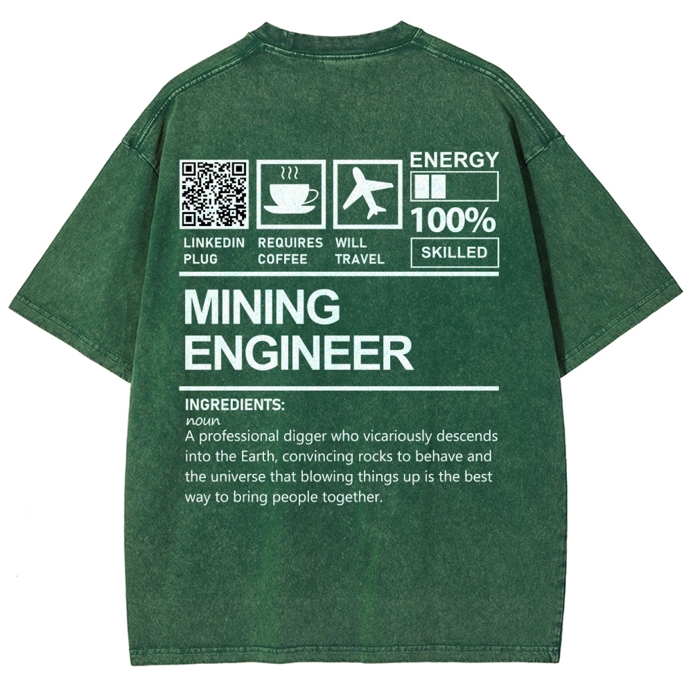 Mining Engineer Addcustom QR Code Unisex Fit Washed T-Shirt