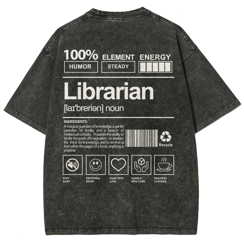 Librarian Unisex Fit Washed T-Shirt