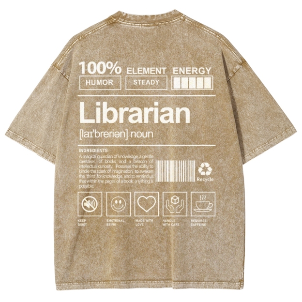Librarian Unisex Fit Washed T-Shirt