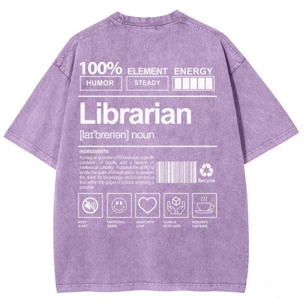 Librarian Unisex Fit Washed T-Shirt