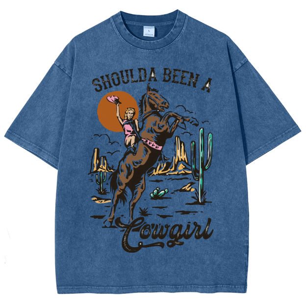 Shoulda Been A Cowgirl Washed Oversized T-Shirt