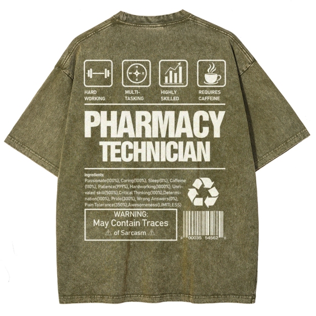 Pharmacy Technician Unisex Fit Washed T-Shirt Customscool