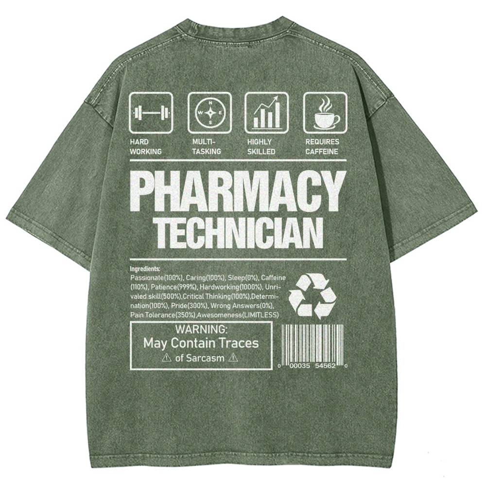 Pharmacy Technician Unisex Fit Washed T-Shirt Customscool