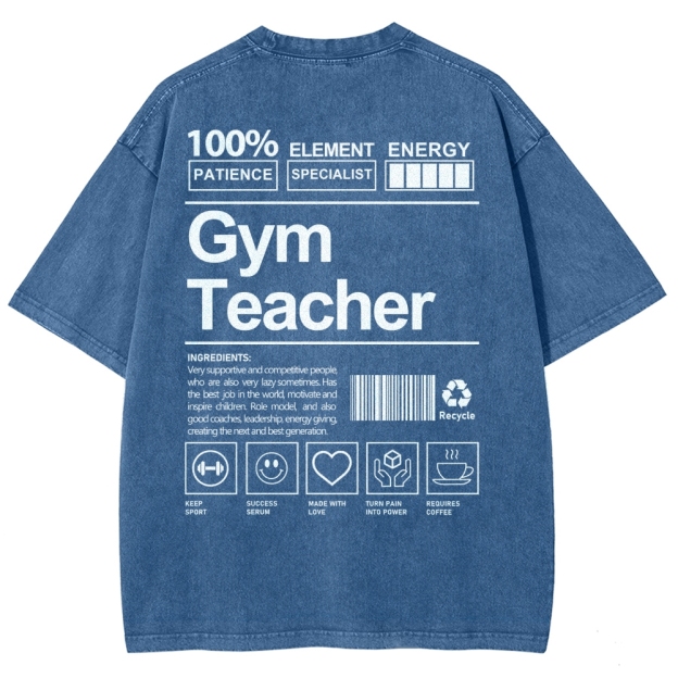 Gym Teacher Unisex Fit Washed T-Shirt Customscool