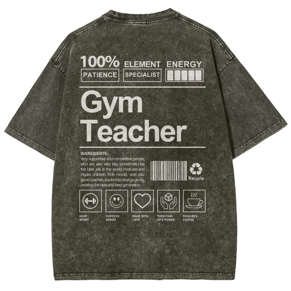 Gym Teacher Unisex Fit Washed T-Shirt Customscool