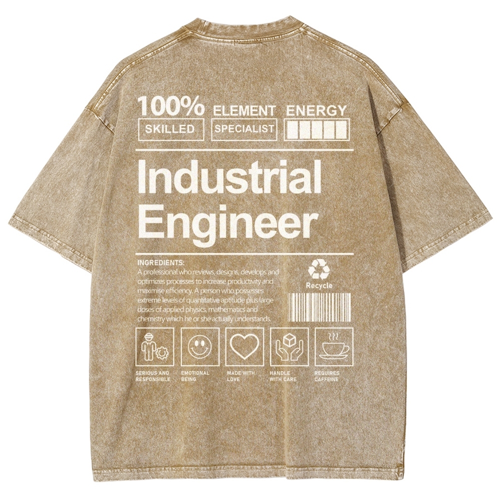 Industrial Engineer Unisex Fit Washed T-Shirt Customscool