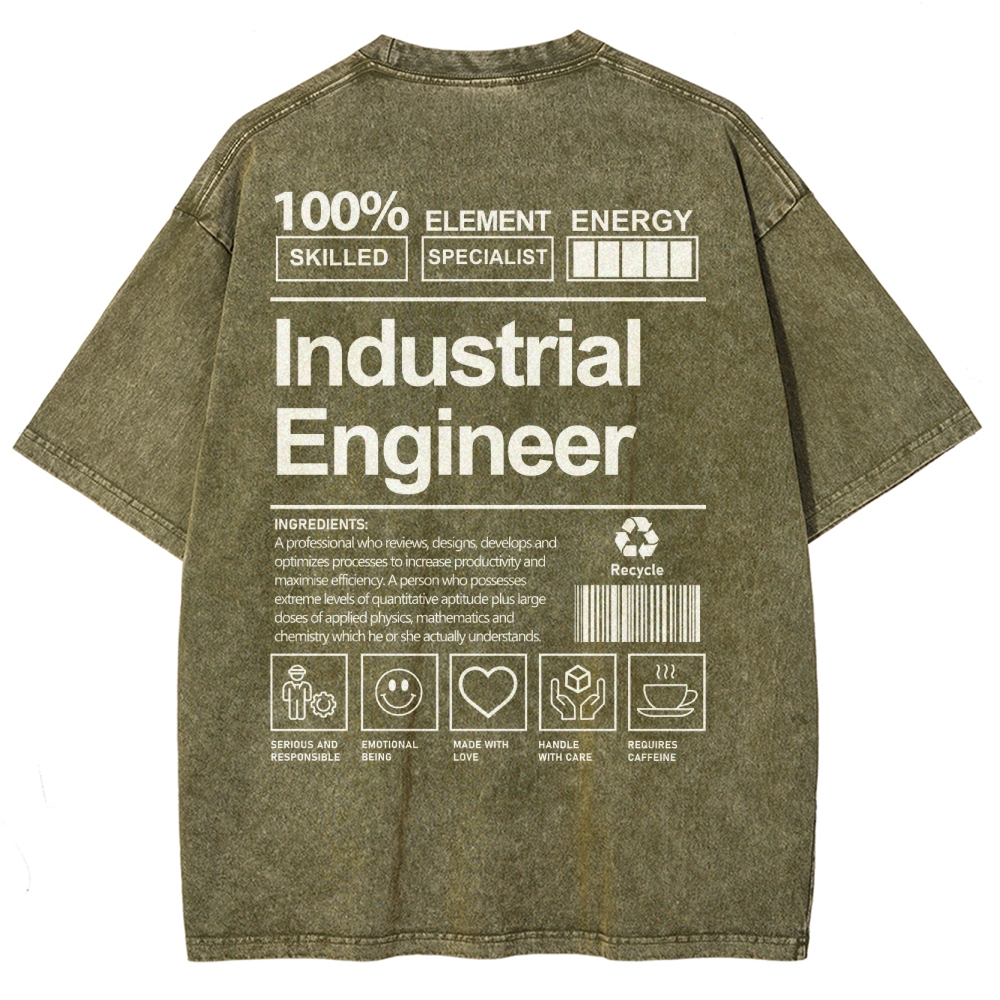 Industrial Engineer Unisex Fit Washed T-Shirt Customscool