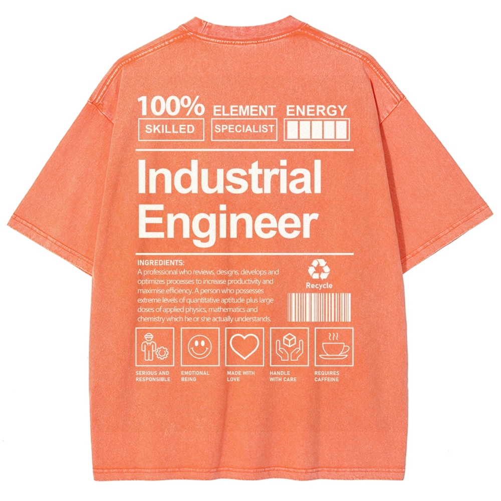 Industrial Engineer Unisex Fit Washed T-Shirt Customscool