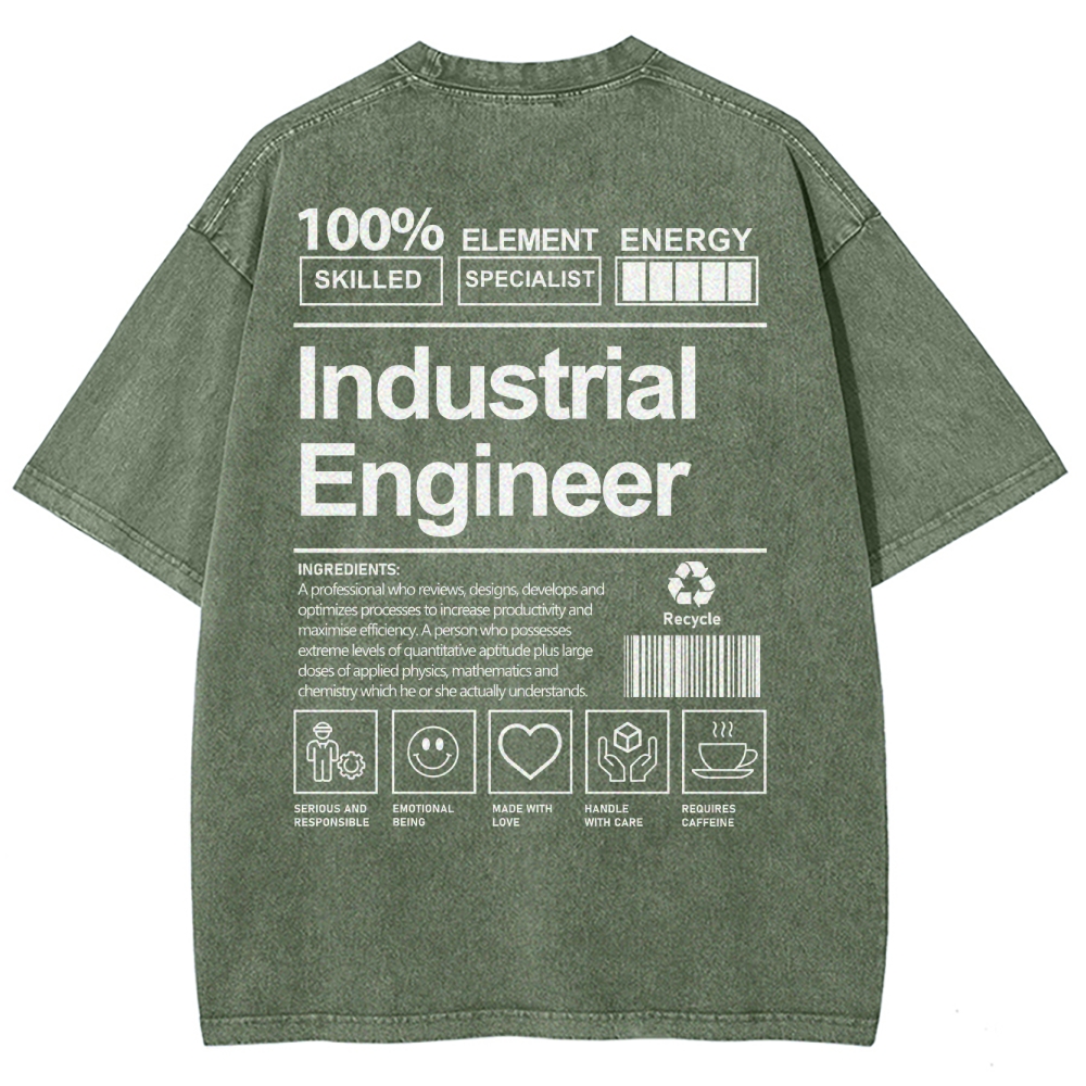 Industrial Engineer Unisex Fit Washed T-Shirt Customscool