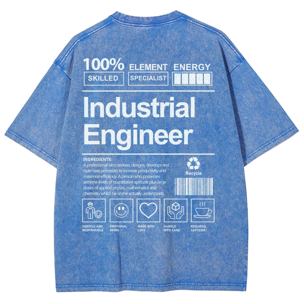 Industrial Engineer Unisex Fit Washed T-Shirt Customscool