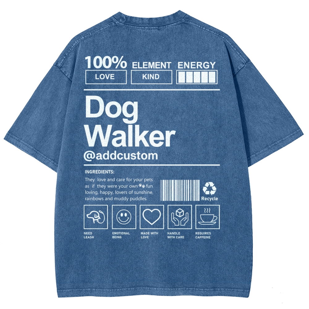Dog Walker Addcustom Unisex Fit Washed T-Shirt