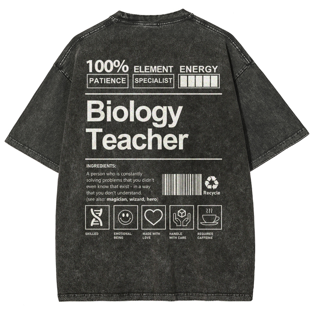 Biology Teacher Unisex Fit Washed T-Shirt Customscool