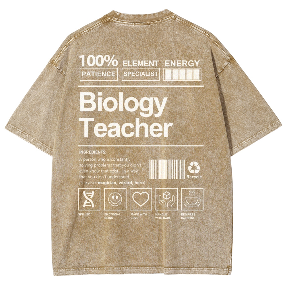 Biology Teacher Unisex Fit Washed T-Shirt Customscool