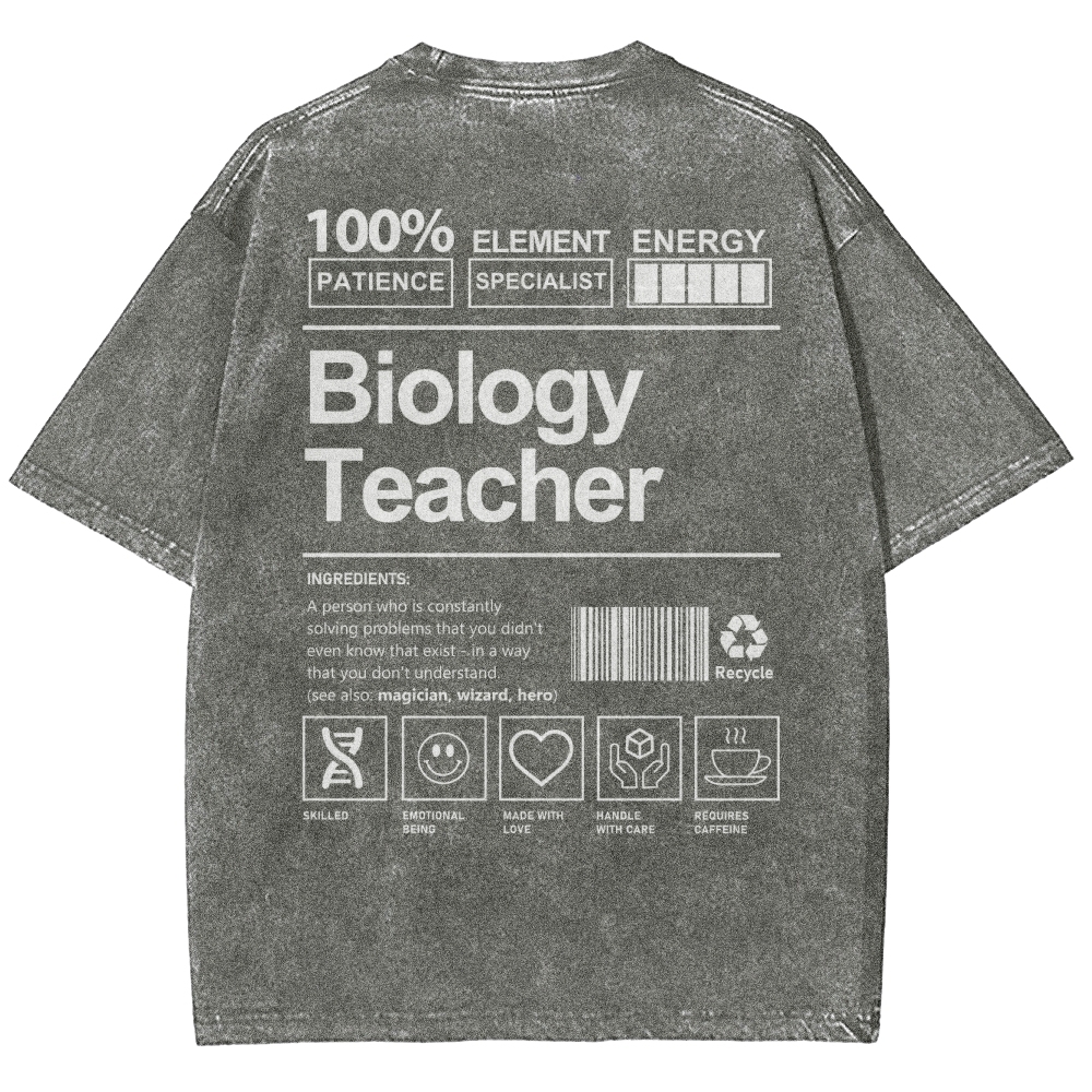Biology Teacher Unisex Fit Washed T-Shirt Customscool