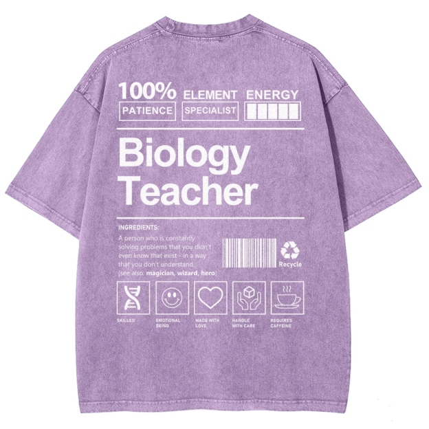 Biology Teacher Unisex Fit Washed T-Shirt Customscool