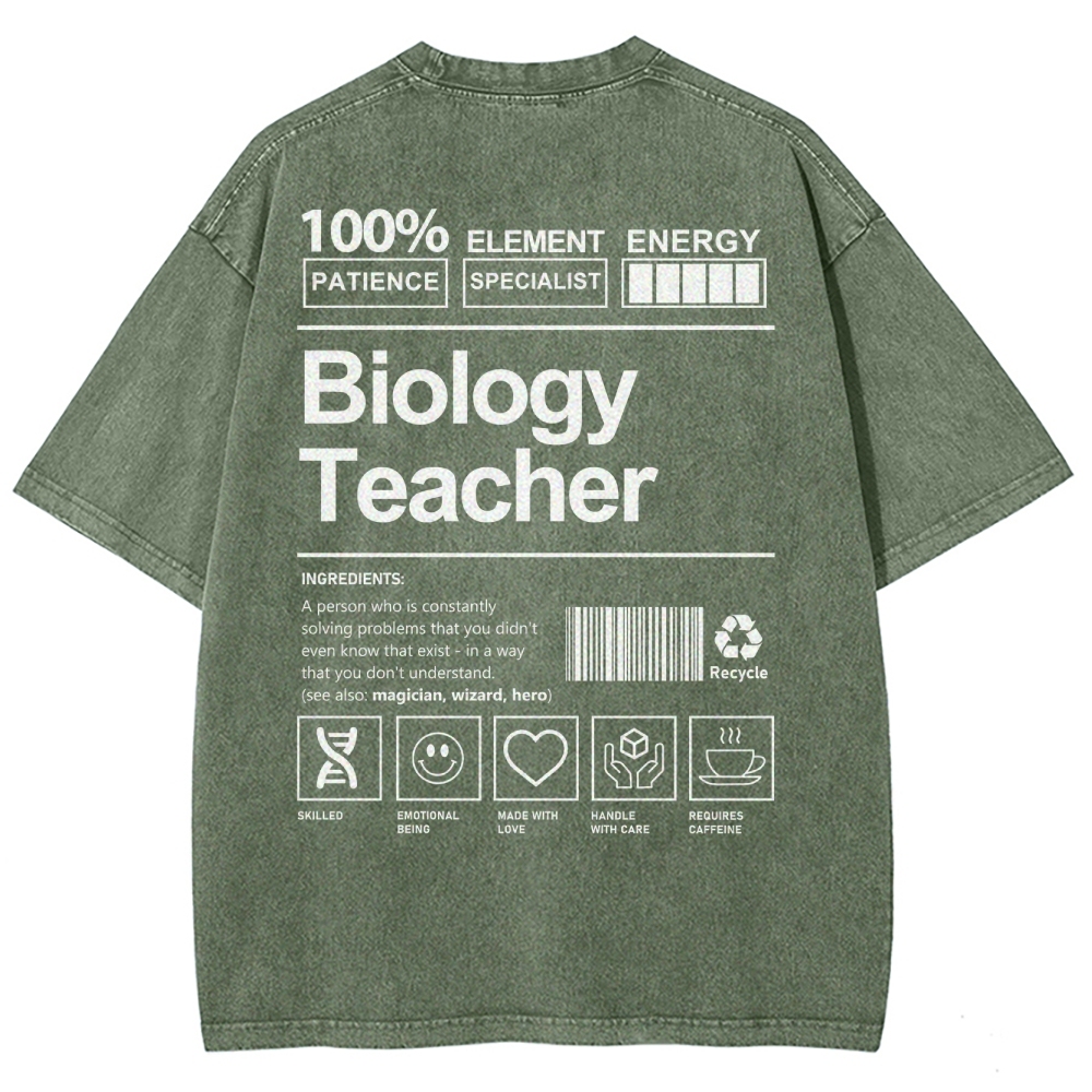 Biology Teacher Unisex Fit Washed T-Shirt Customscool